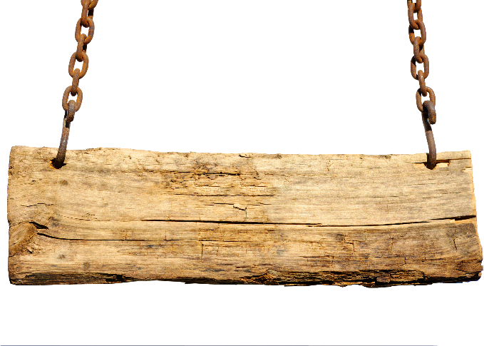 Wooden Board - Wooden Sign On Chain (679x485), Png Download