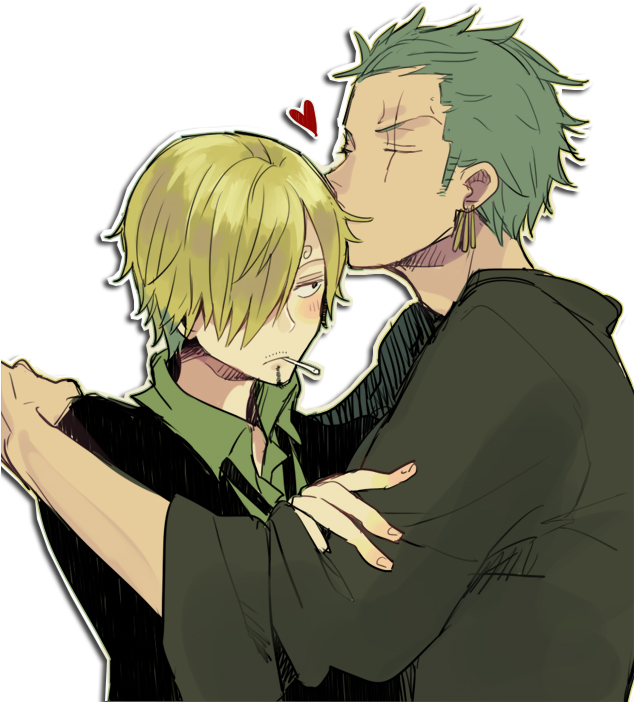 One Piece Zoro X Sanji (633x712), Png Download
