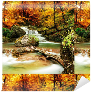 Autumn Creek Woods With Yellow Trees Wallpaper • Pixers® - Autumn Stream Shower Curtain (400x400), Png Download