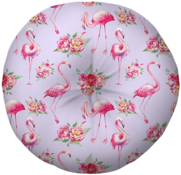 Watercolor Flamingo And Flowers Seamless Pattern - Cherry Blossom (400x400), Png Download