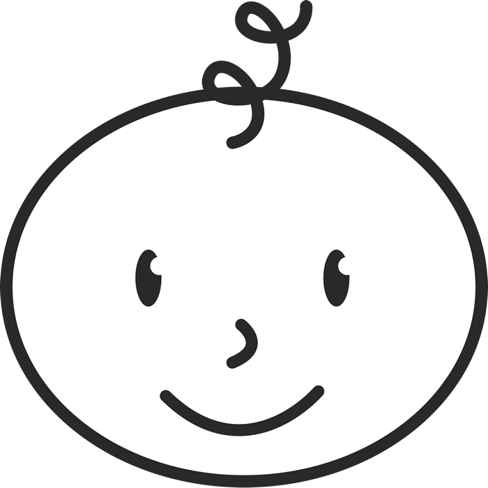 Newborn Baby Face With Curly-q Stamp - Timer Silhouette (700x700), Png Download