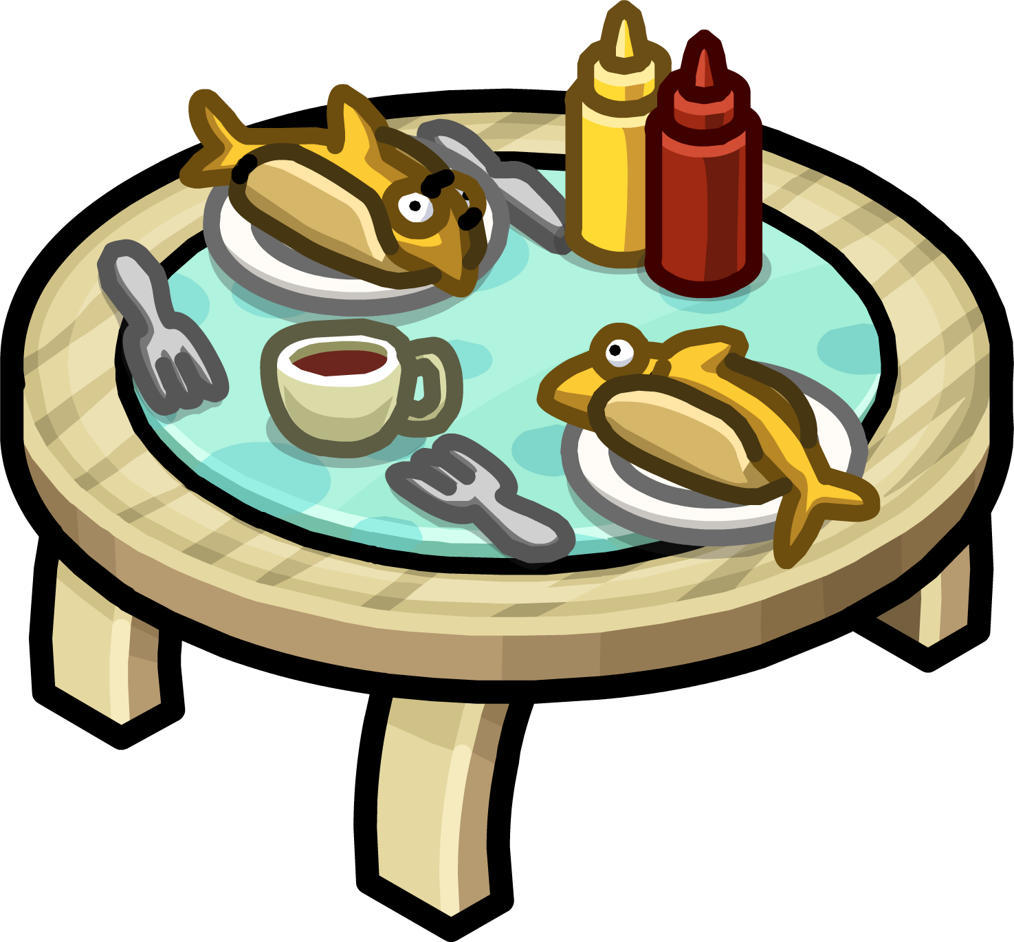 Table For Two - Table Club Penguin Wikia (1475x1369), Png Download