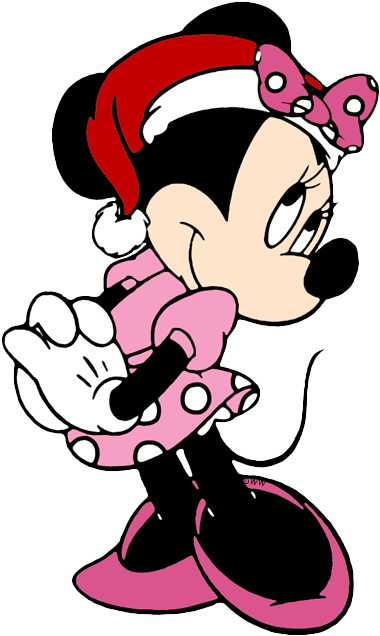 Mickey Mouse Christmas Clip Art Clipart Hat Minnie - Pink Minnie Mouse Christmas (389x643), Png Download