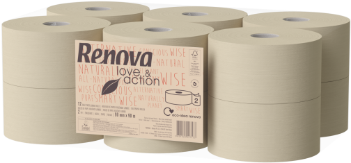 Jumbo Toilet Paper Eco - Renova (530x550), Png Download