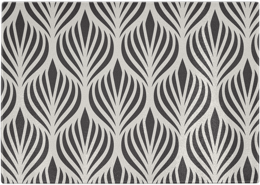 Modern Leaf Print Glass Cutting Board, Black/tan - Lou Brown Designs Personalised Anniversary Fleur House (1024x1024), Png Download