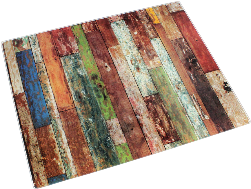 Multi-color Plank Glass Cutting Board - Brownlow Gifts Woodgrain Multicolor Glass Cutting Board (900x1349), Png Download