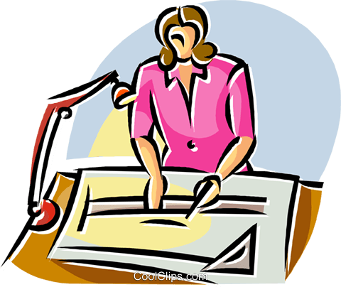Architect Working On A Drafting Table Royalty Free - Vector Graphics (480x404), Png Download