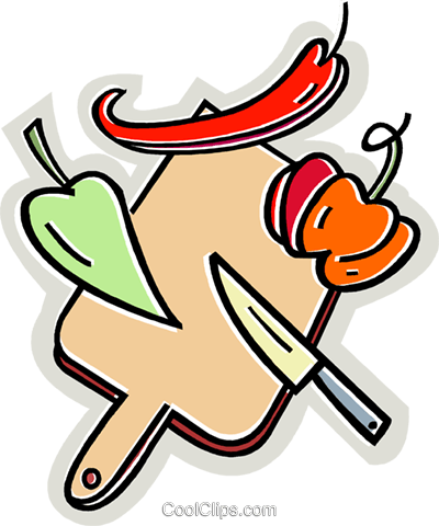 Peppers With A Cutting Board And Knife Royalty Free - Clipart Chopping Board Png (400x480), Png Download