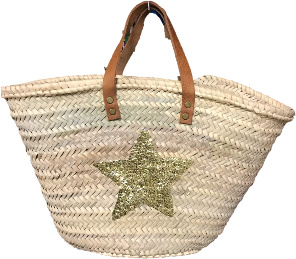 Home > Straw And Beach Bags > Summer Straw Golden Star - Tote Bag (950x846), Png Download