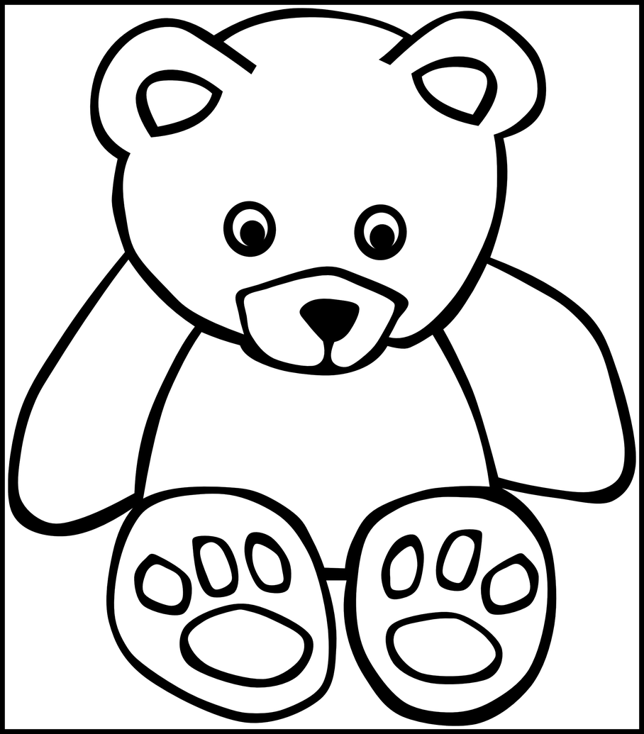 Teddy Drawing Baby Bear - Bear Clipart Black And White (908x1035), Png Download