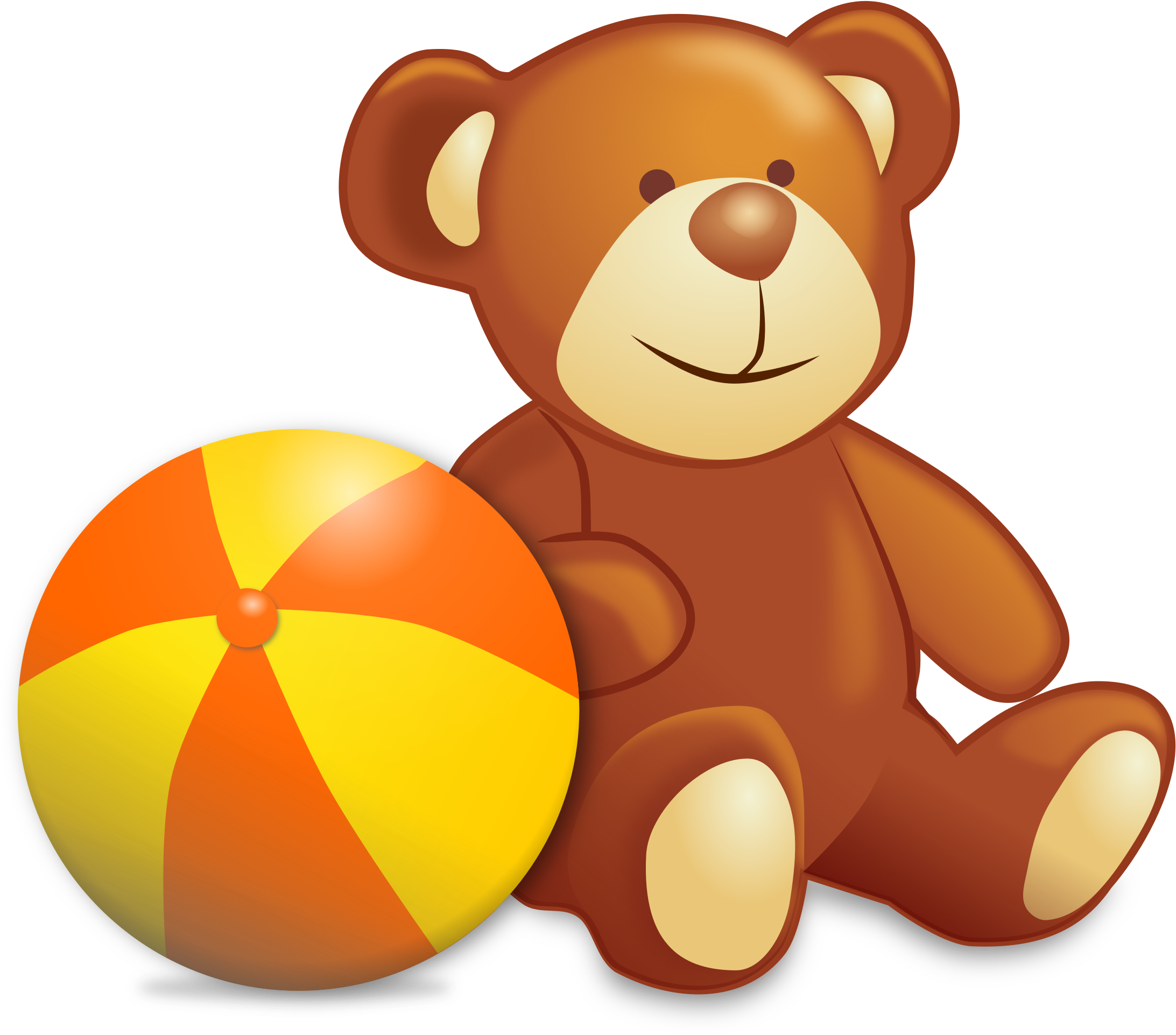 Big Image - Toy Teddy Bear And Ball Keychain, Sienna/light Salmon/gold, (2400x2138), Png Download