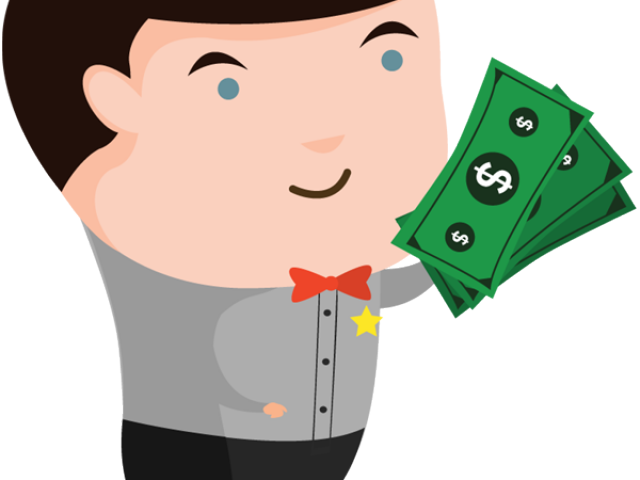 Money Cartoon - Cartoon Man Holding Money (640x480), Png Download