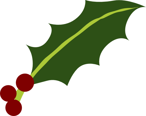 Graphic Freeuse Download One Leaf Clip Art At Clker - Holly Berry Clipart (600x476), Png Download