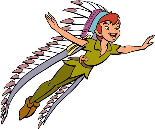 Silhouette Flying At Getdrawings - Peter Pan Indian Headdress (522x440), Png Download