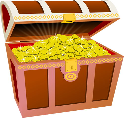 An Unexpected Adventure Gold Coins - Gold Treasure Chest Clipart (500x476), Png Download