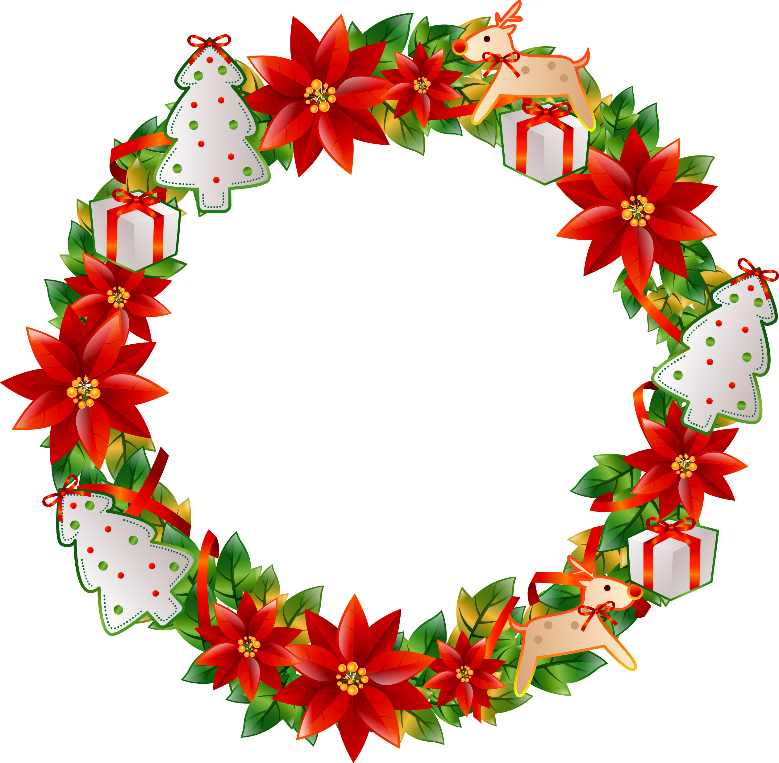 Flower Circle Png Wreath Transp Free Image Freeuse - Christmas Flower Circle Png (2524x2473), Png Download