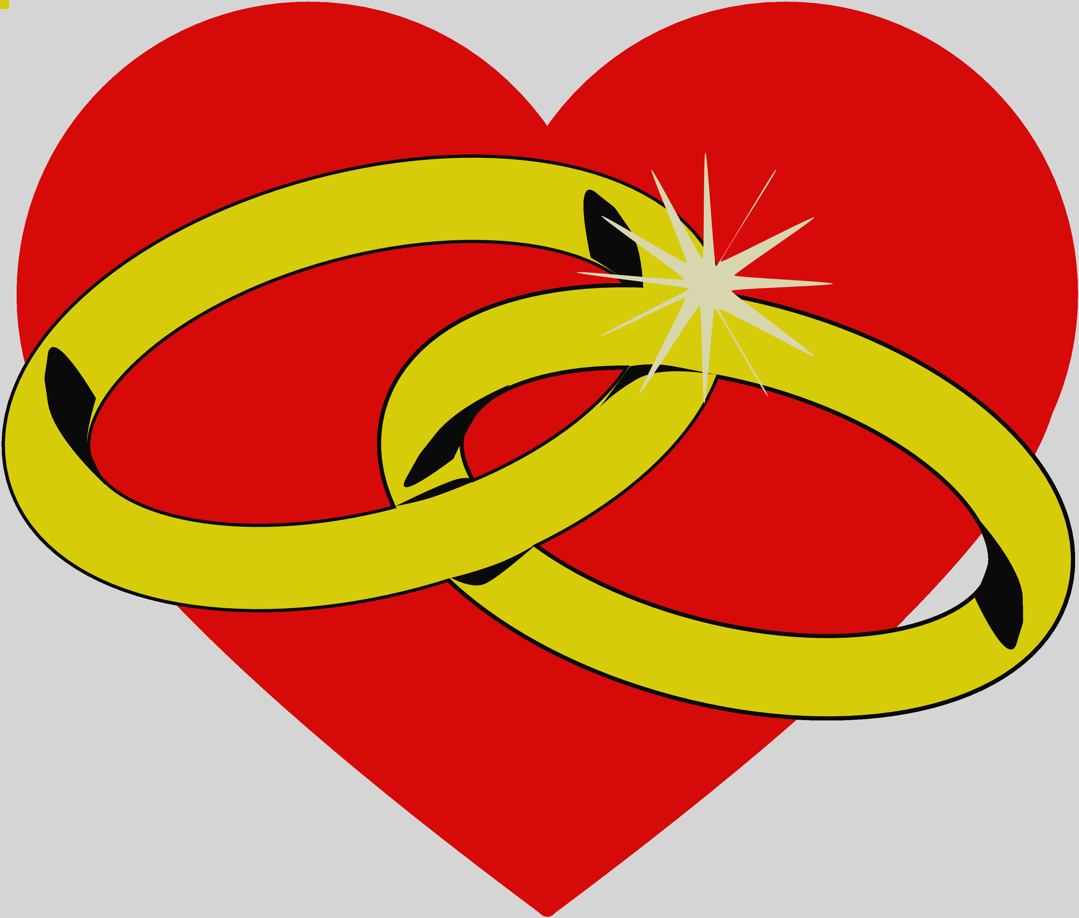 Wedding Rings Heart Clipart (3569x3034), Png Download