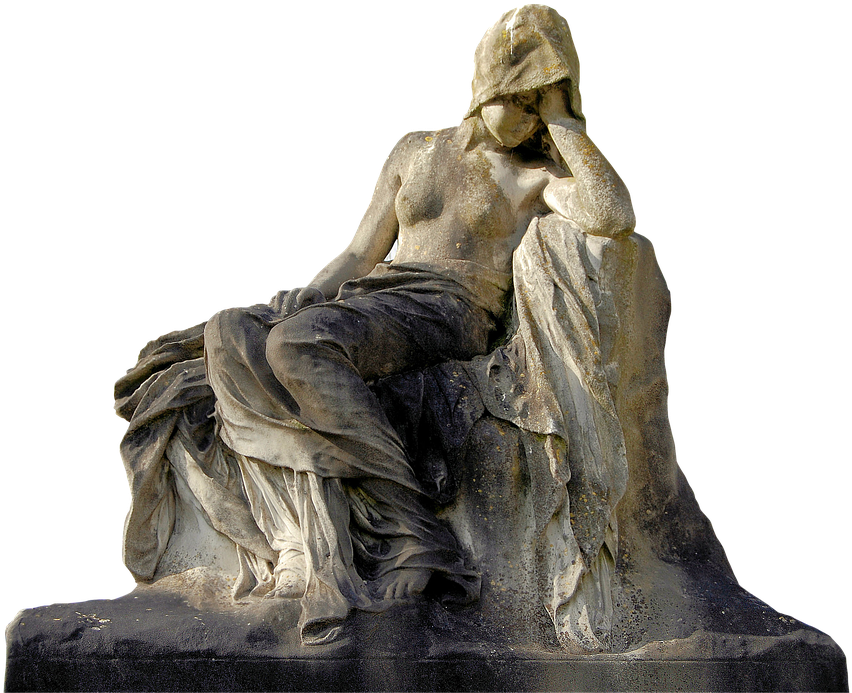 Statue, Cemetery, Stone, Old, Graveyard, Woman - Cemetery (876x720), Png Download