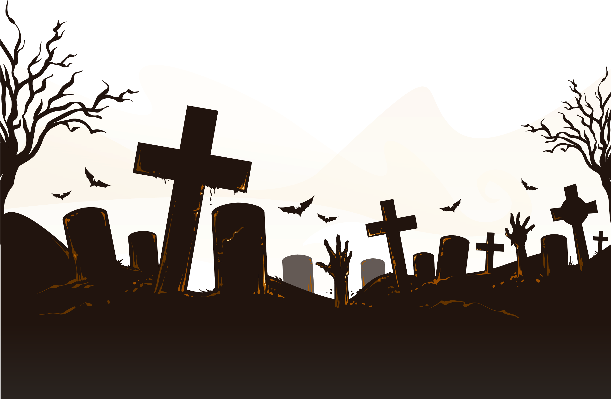 Cemetery Vector Halloween Png Download - Halloween Cemetery Png Vectors (2575x1733), Png Download