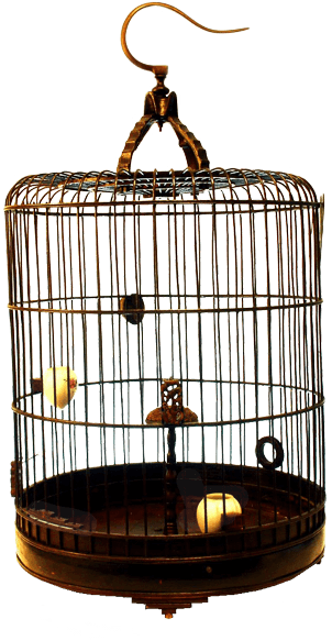 A Large Bamboo Bird Cage With Simply Carved Base Item - Birdcage (900x600), Png Download