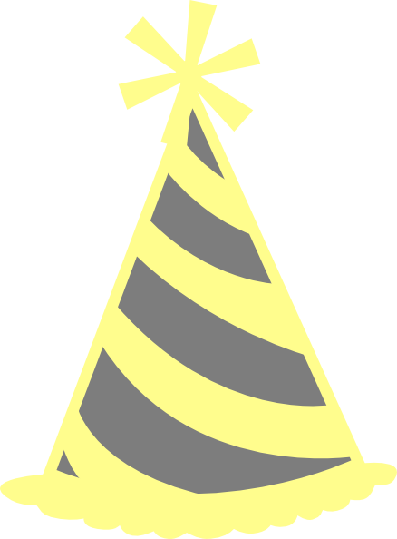 Yellow Gray Party Hat Clip Art - Party Hat Png Yellow (438x594), Png Download