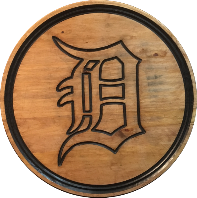 Old English D 24" Round 1" Thick Pine - Detroit Tigers (647x650), Png Download