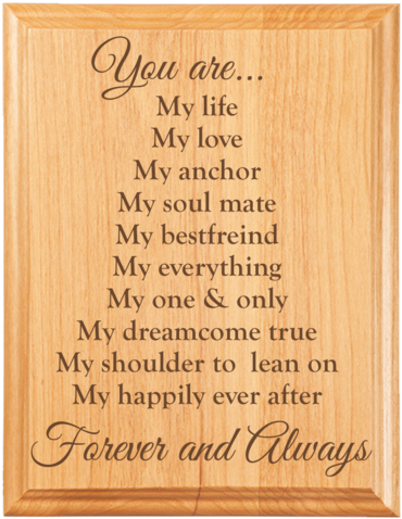 "love Plaque 1\ - Custom 7" X 9" Square Corner Premium Red Alder Plaque-laser (480x480), Png Download