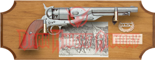 Civil War Union Pistol Wood Display Plaque - Union Framed Set, M1860 Army Cap & Ball Replica (500x500), Png Download