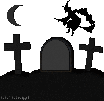 Graveyard Silhouette - Pared Halloween (400x400), Png Download