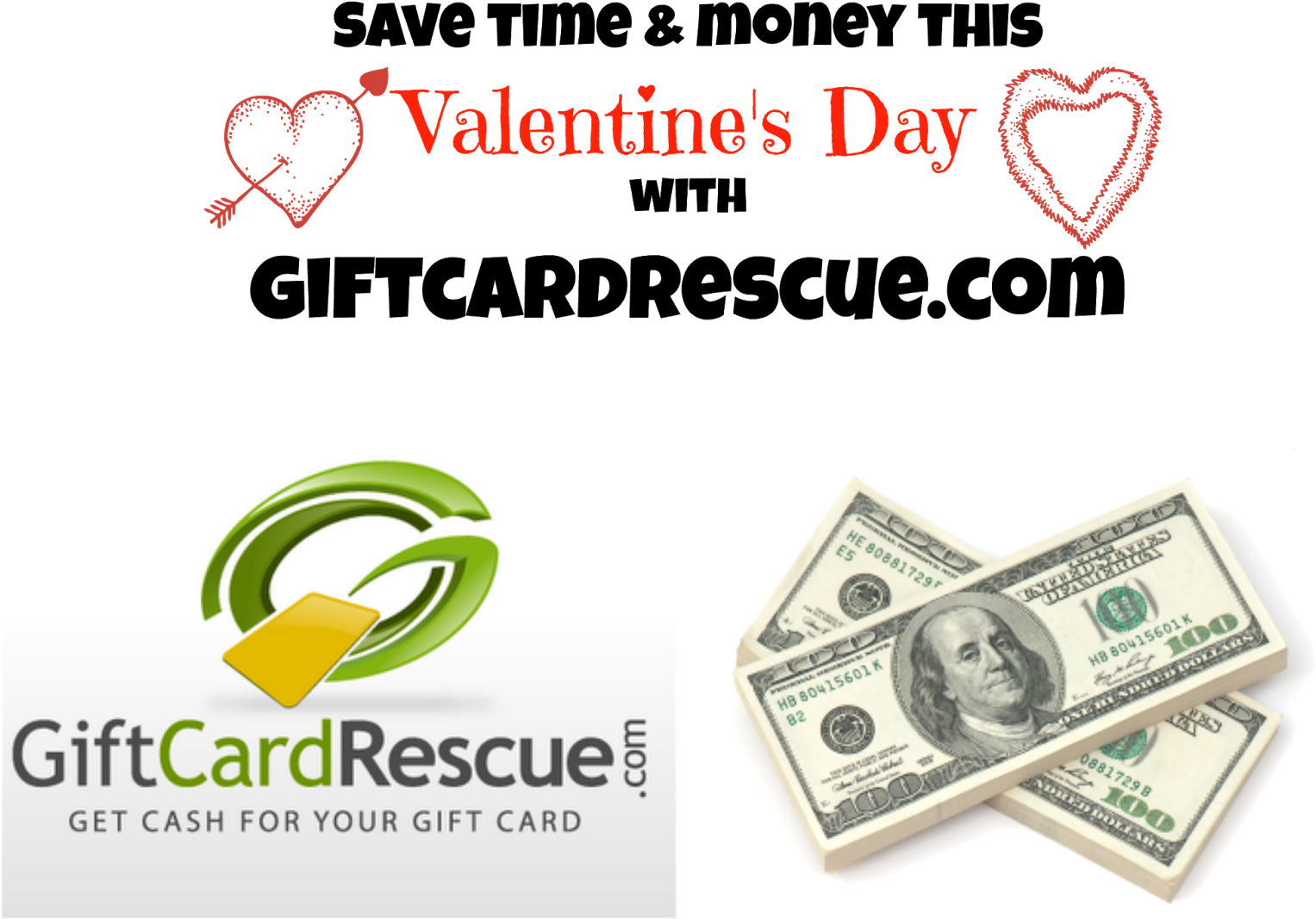 Save Time & Money This Valentine's Day With Giftcardrescue - 100 Dollar Bill (1600x1162), Png Download