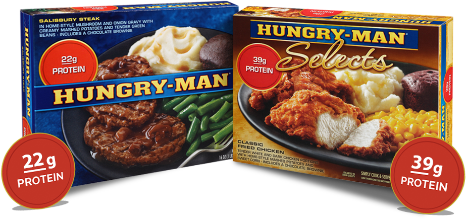 Packed With Protein Power - Hungry Man Salisbury Steak - 16 Oz Tray (923x472), Png Download