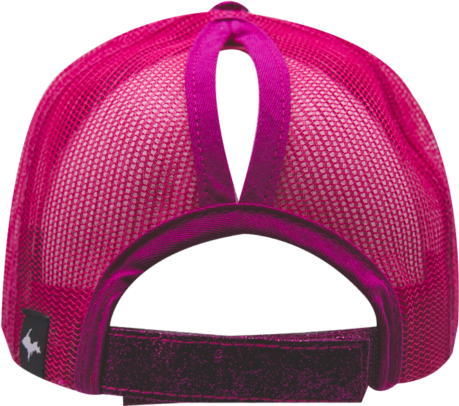 Hat - "u - P - Silhouette" Women's Hot Pink Glitter - Adult C.c Messy Ponytail Adjustable Mesh Trucker Baseball (800x800), Png Download