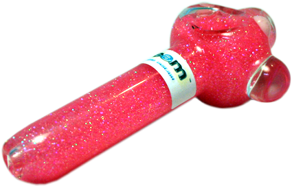 Bright Pink Cadillac Glitter Pipe - Neon Pink Glass Pipe (500x270), Png Download