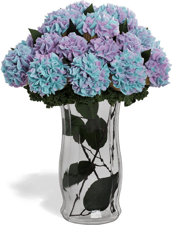 Hydrangea Cupcake Bouquet (638x800), Png Download