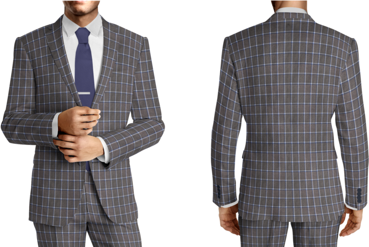 Duo-square Blue & Grey Windowpane - Baronyka Blue Neckties , Wedding Tie , Mens Tie , Mens (1023x497), Png Download