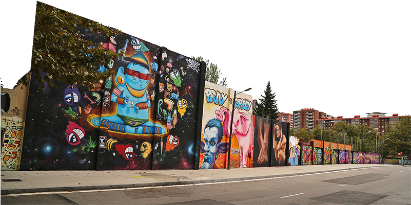 Located In The 22@ Area, This Wall Is Close From Plaça - Barcelona Graffiti Spots (800x409), Png Download