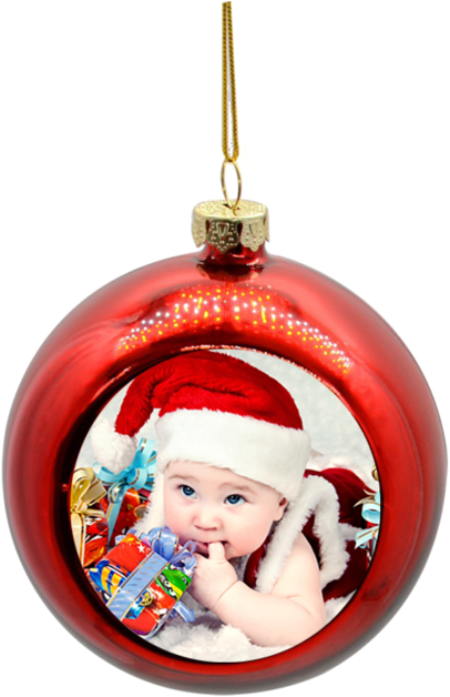 Bola Navidad Redonda Metálica - Kerstballen Bedrukken Per 4 Stuks - Rood (660x660), Png Download