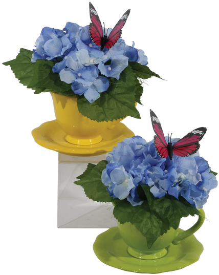 Silk Flower Power Hydrangea Tea Cup • - Tea (500x611), Png Download