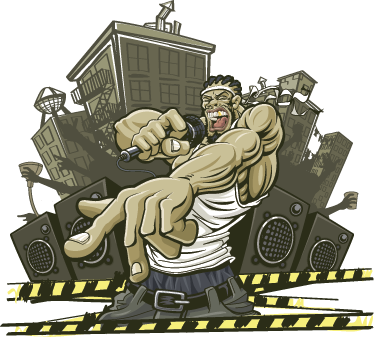 Urban Rapper Graffiti Wall Sticker - Background Hd Hip Hop (374x337), Png Download