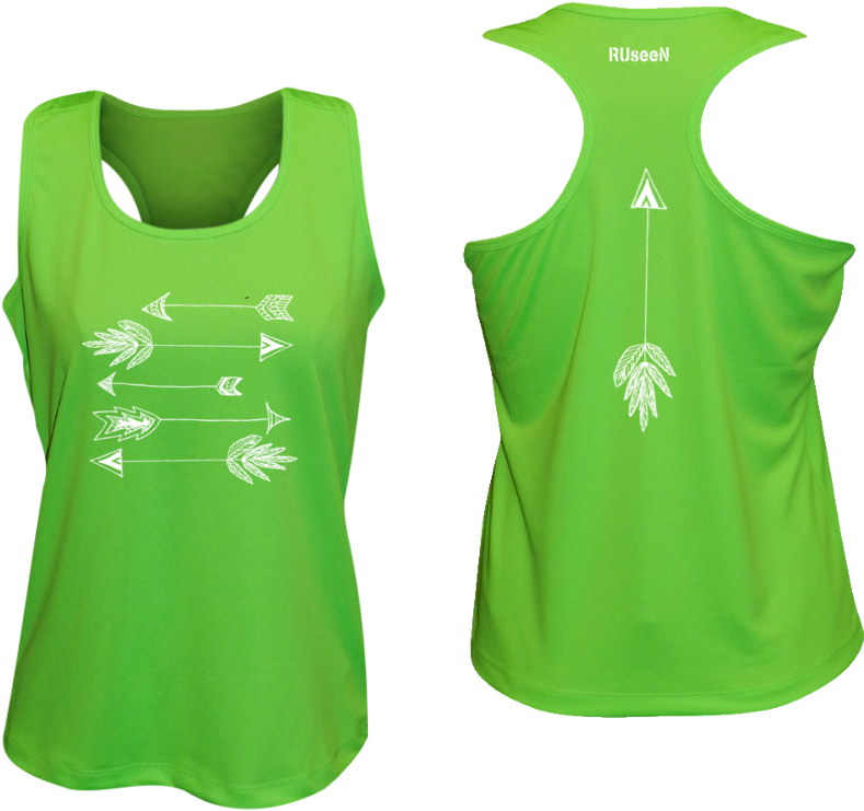 Women's Reflective Tank Top Shirt Arrows - Neon Green Running Vest (850x800), Png Download