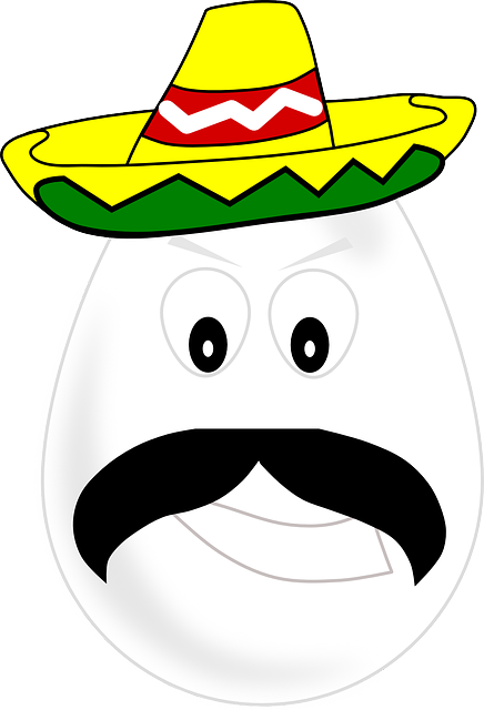 Mexican, Mexico, Mustache, Sombrero, Egg - Mexican Egg (436x640), Png Download