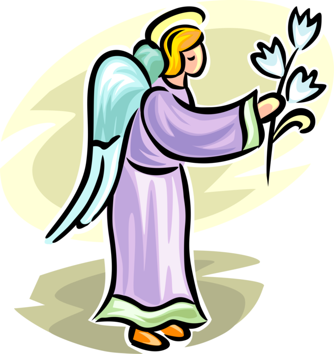 Vector Illustration Of Angelic Spiritual Winged Angel - Easter Lily (661x700), Png Download