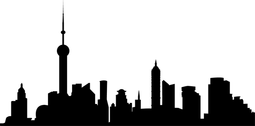 City Skyline Sticker - City Skyline Silhouette Shanghai (520x257), Png Download