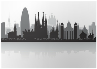 Barcelona Spain City Skyline Silhouette Poster • Pixers® - Barcelona Silhouettes (400x400), Png Download