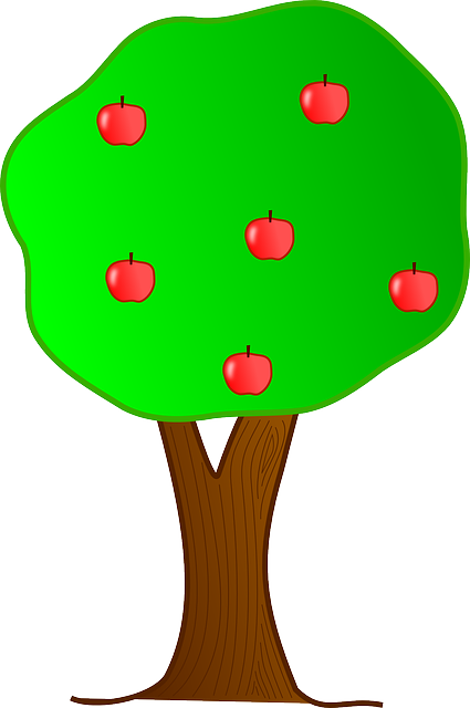 Apple, Apples, Tree - Cartoon Tree With Apples (425x640), Png Download