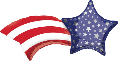 27" Patriotic Stars And Stripes Shooting Star Balloon - Patriotic Stars (500x259), Png Download