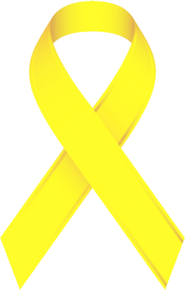 Yellow Awareness Ribbons - Gold Ribbon Childhood Cancer (381x600), Png Download