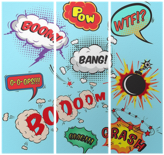 Comic Speech Bubbles Design Elements Collection Triptych - Comic Pop Wall Mural (400x400), Png Download