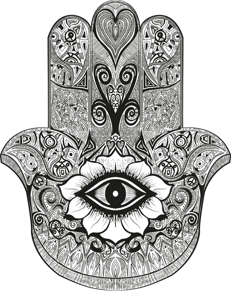 Hamsa, Searching, Makeup Storage, Evil Eye, Mandala, - Hamsa Art Black And White (793x1008), Png Download
