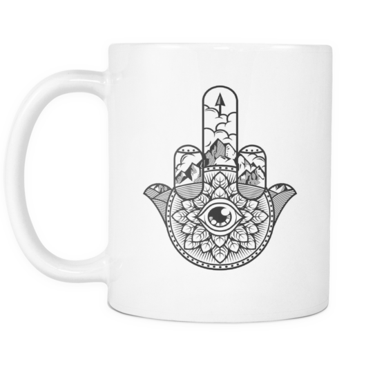 Zen Finger Evil Eye White 11oz - Metatron's Cube (530x530), Png Download